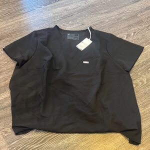 Figs Black Short Sleeve Scrub Top